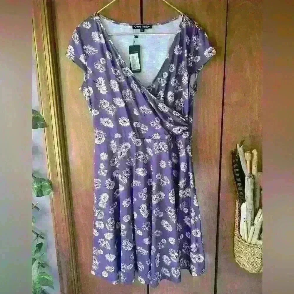 Oxiuly fashion women's extra large purple white floral sundress new with tags - Picture 4 of 10